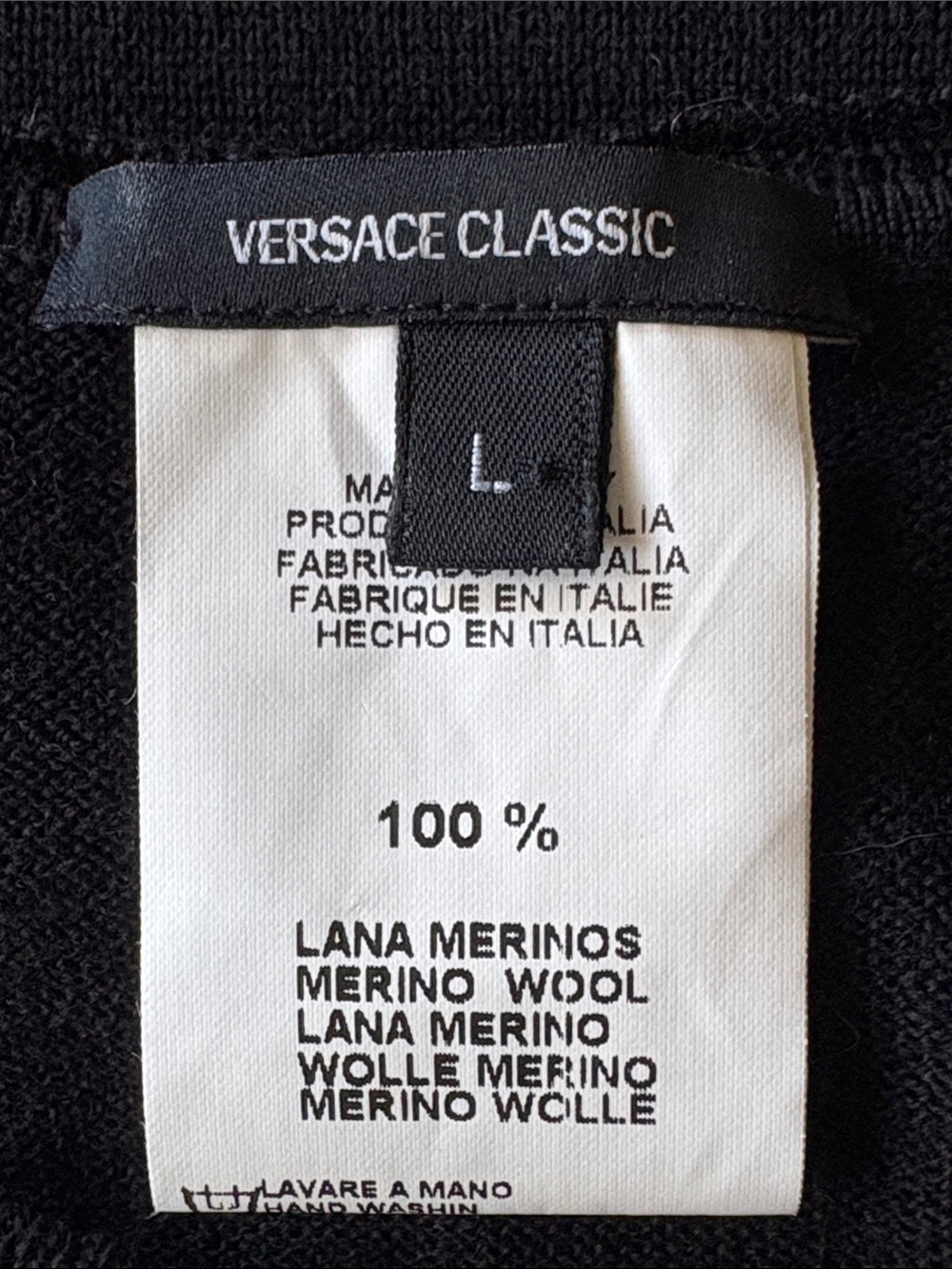 90s VTG Archive Versace Classic 100% Merino Wool Embroidered Shoulder Sweater L - Picture 10 of 14